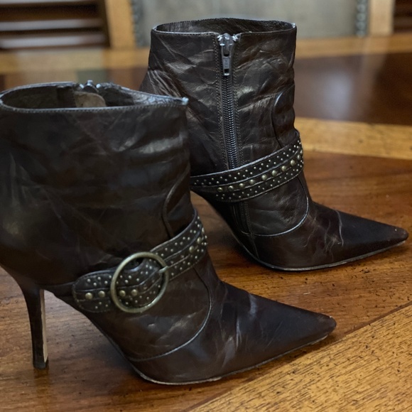 Joey O - Women's Leather Ankle Booties - Brown - Picture 1 of 9